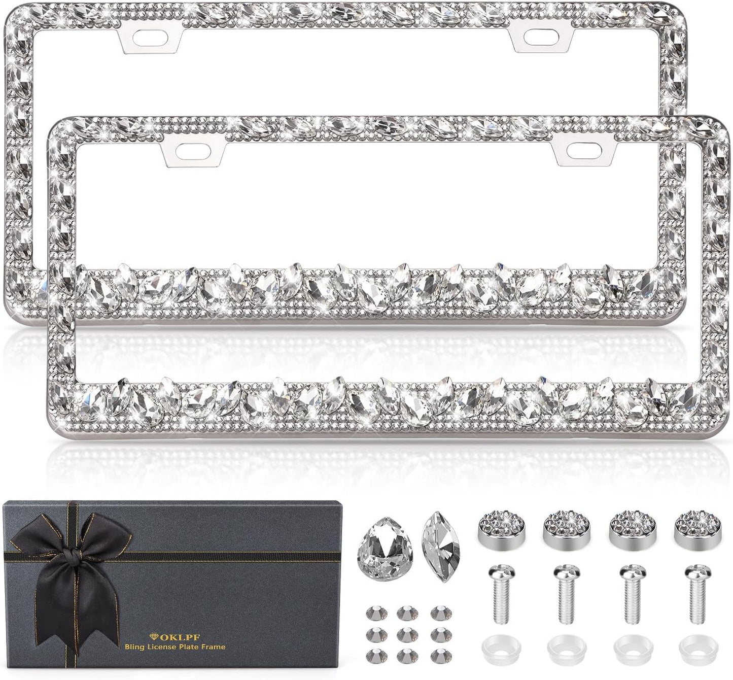 Marcos matrícula brillantes con strass para mujer