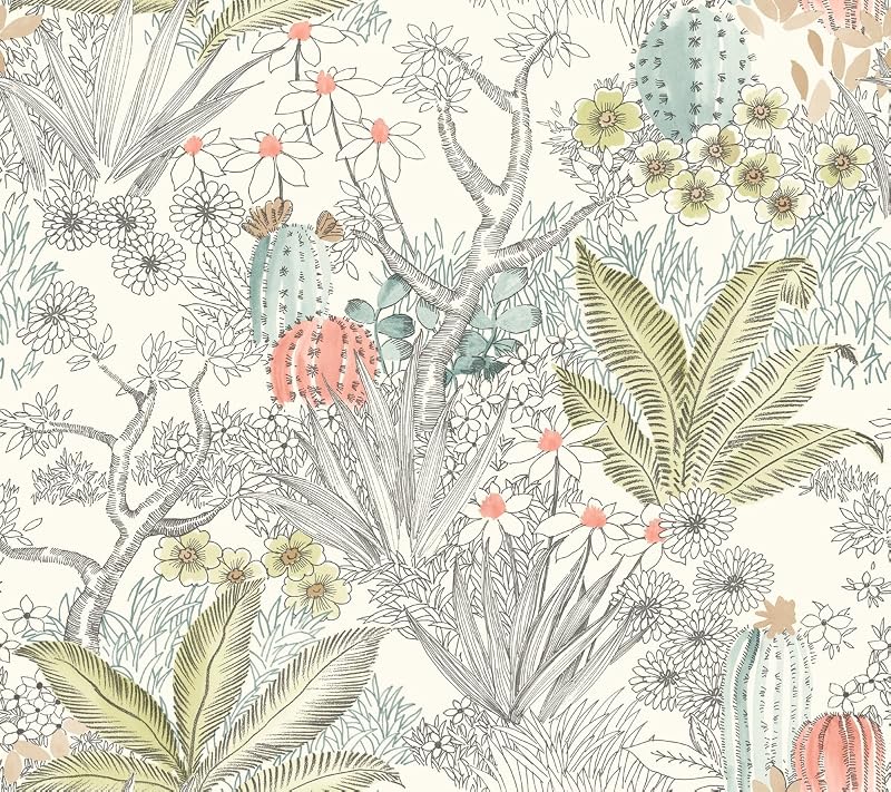 Papel pintado desierto floreciente gris