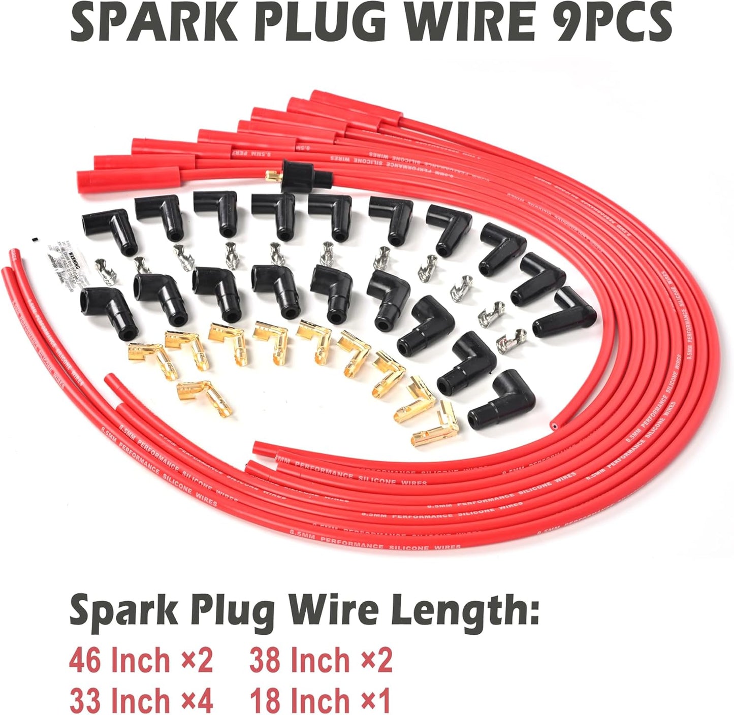 Set cables bujía universal 0.335pulg arranque recto HEI rojo