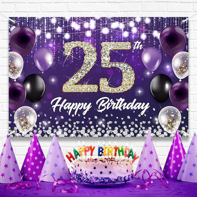 Telón cumpleaños morado diamante brillante 70.8x47.2