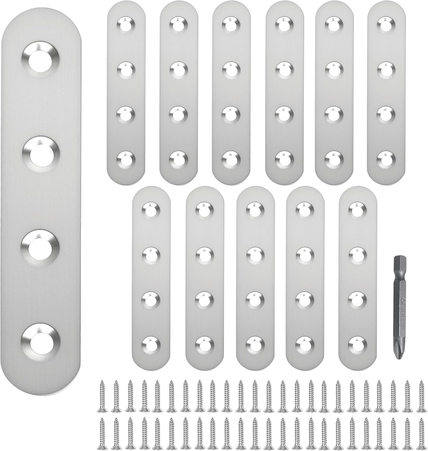 12 Pzas Soportes Planos Acero Inox 3x0.67pulg