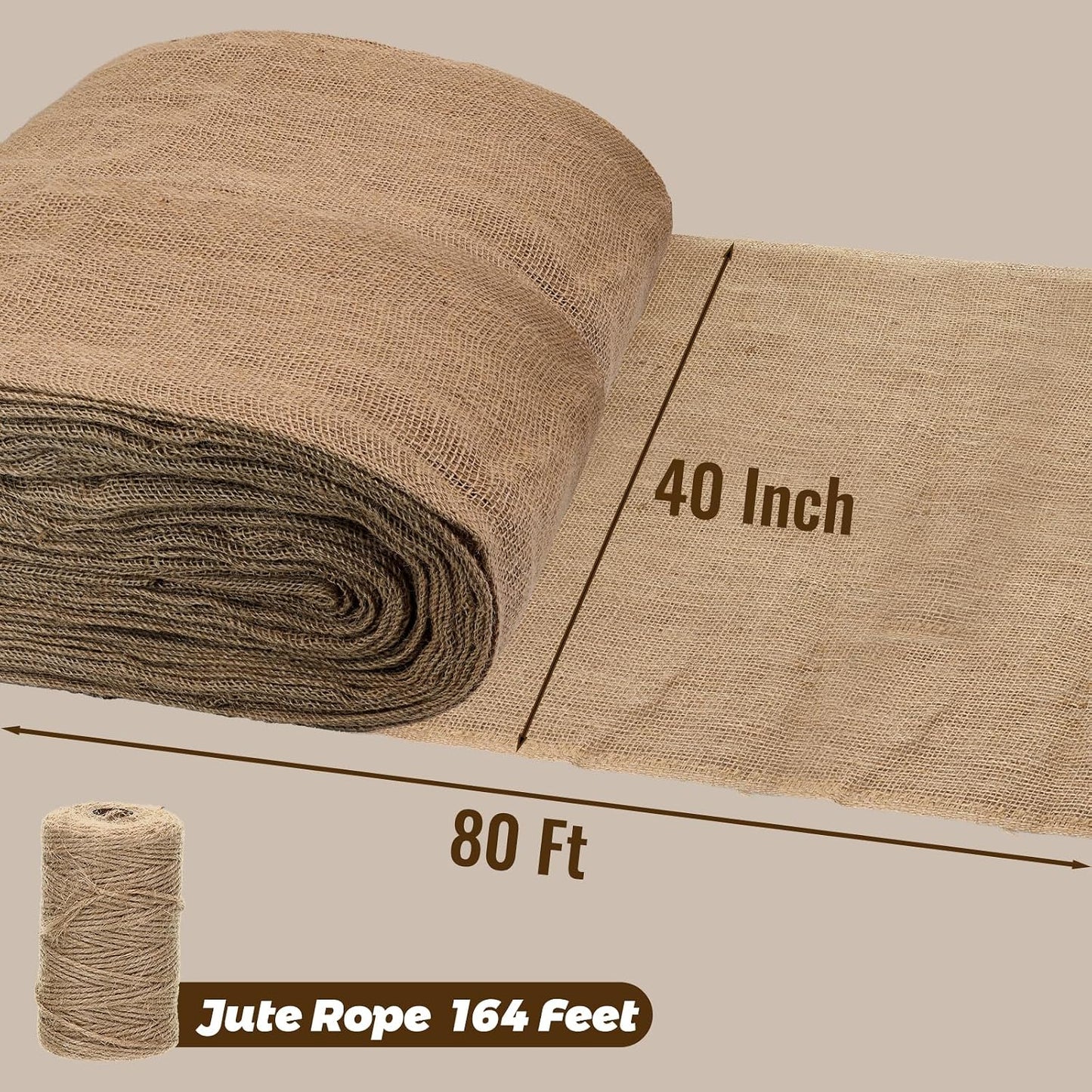 Rollo tela arpillera 40x80pulg 26.6yardas cubierta plantas yute