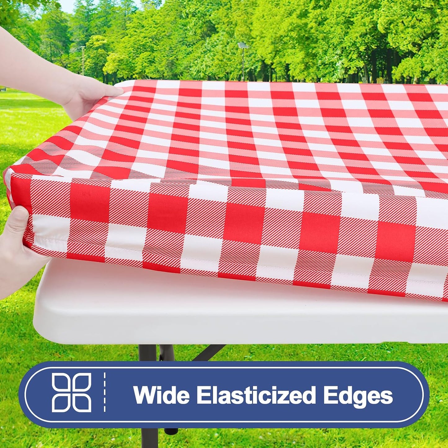 Funda mesa picnic con mantel elástico impermeable 8ft cuadros búfalo