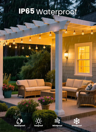 Tira luces LED para patio exterior 25ft impermeable