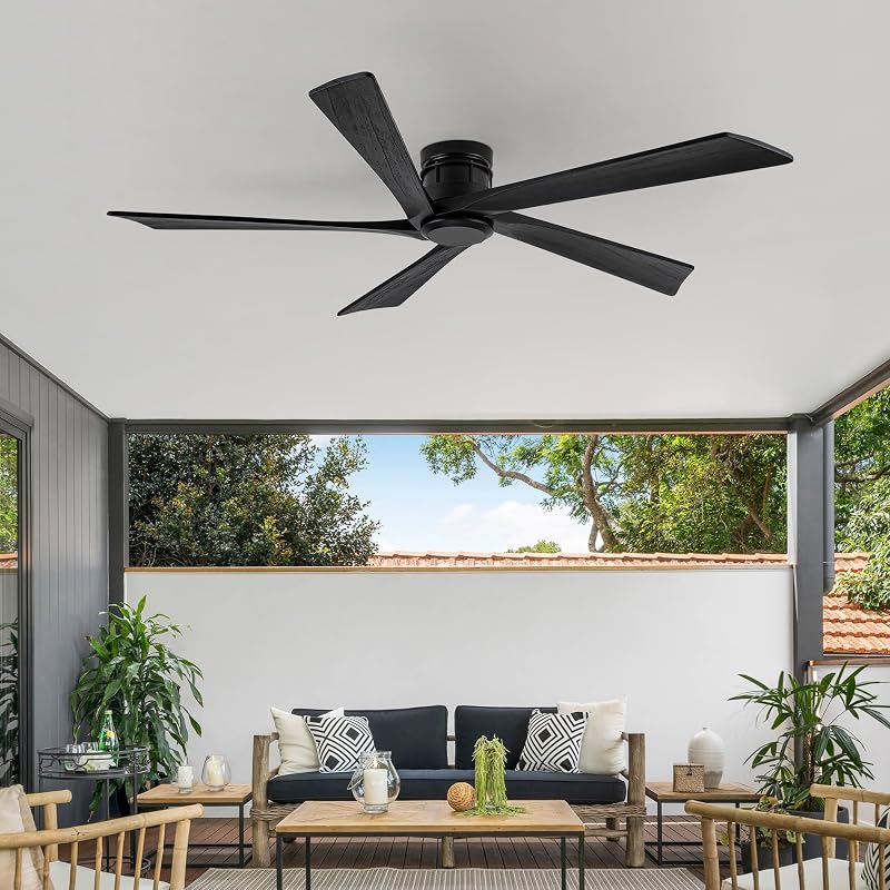 Ventilador techo bajo 64" motor CC 6 vel negro