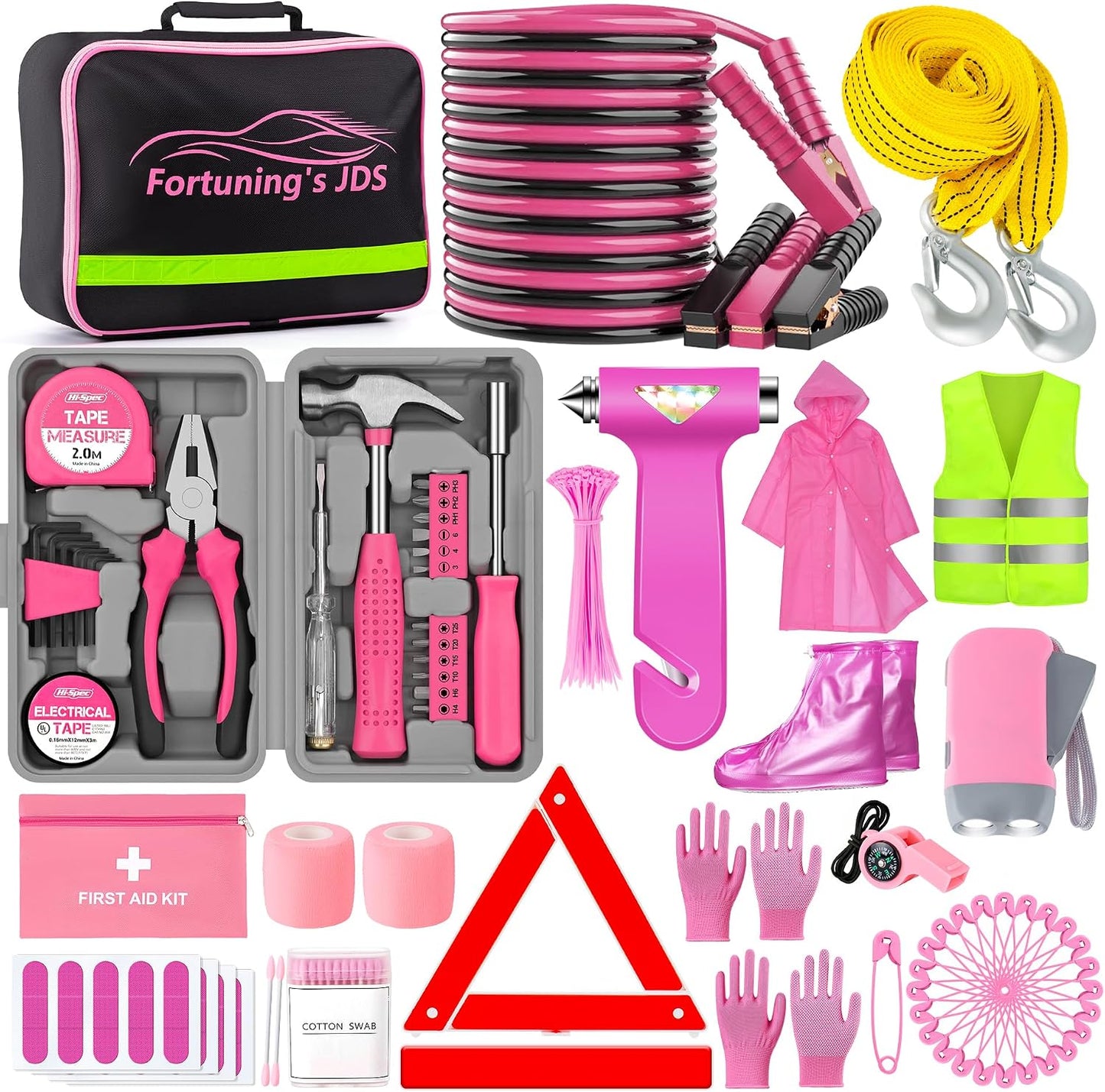 Kit emergencia auto 298 pzas con cables puente