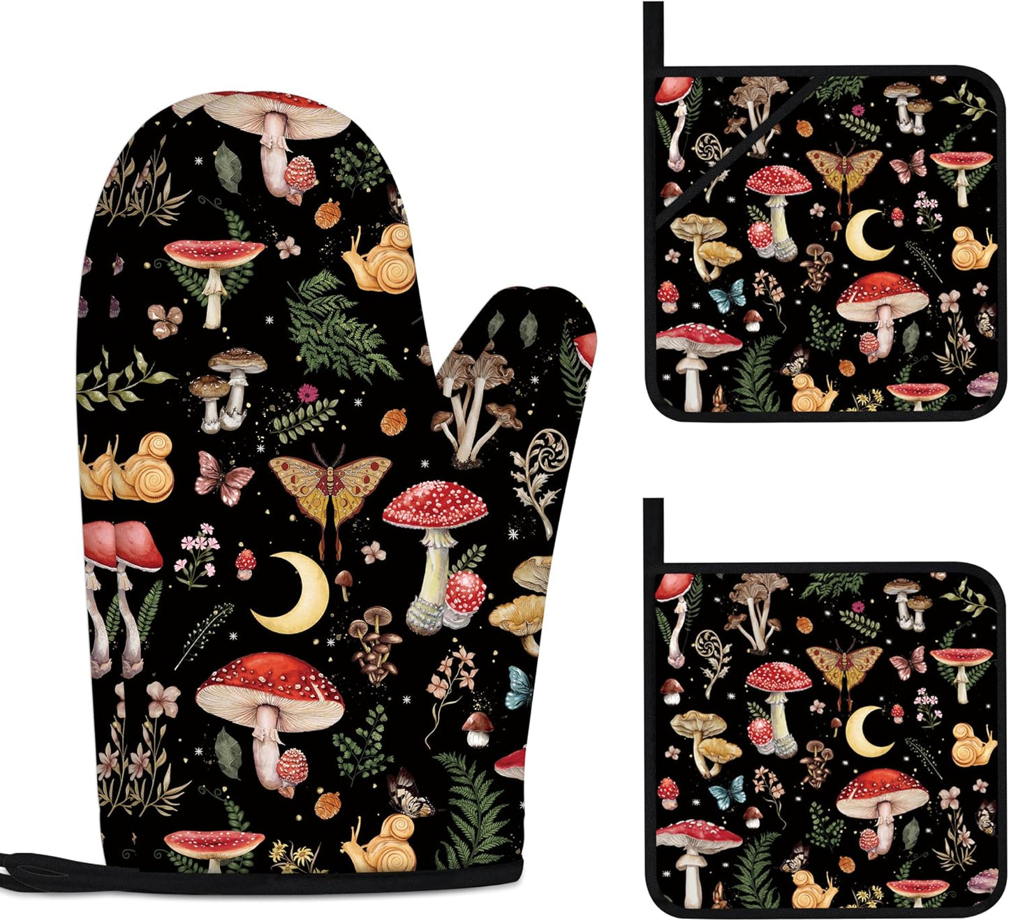Juego 4 Pzas Manoplas Hornear Calor Resistentes Decorativas