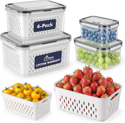 4 Pzas Recipientes Frutas 3.15L A prueba de fugas