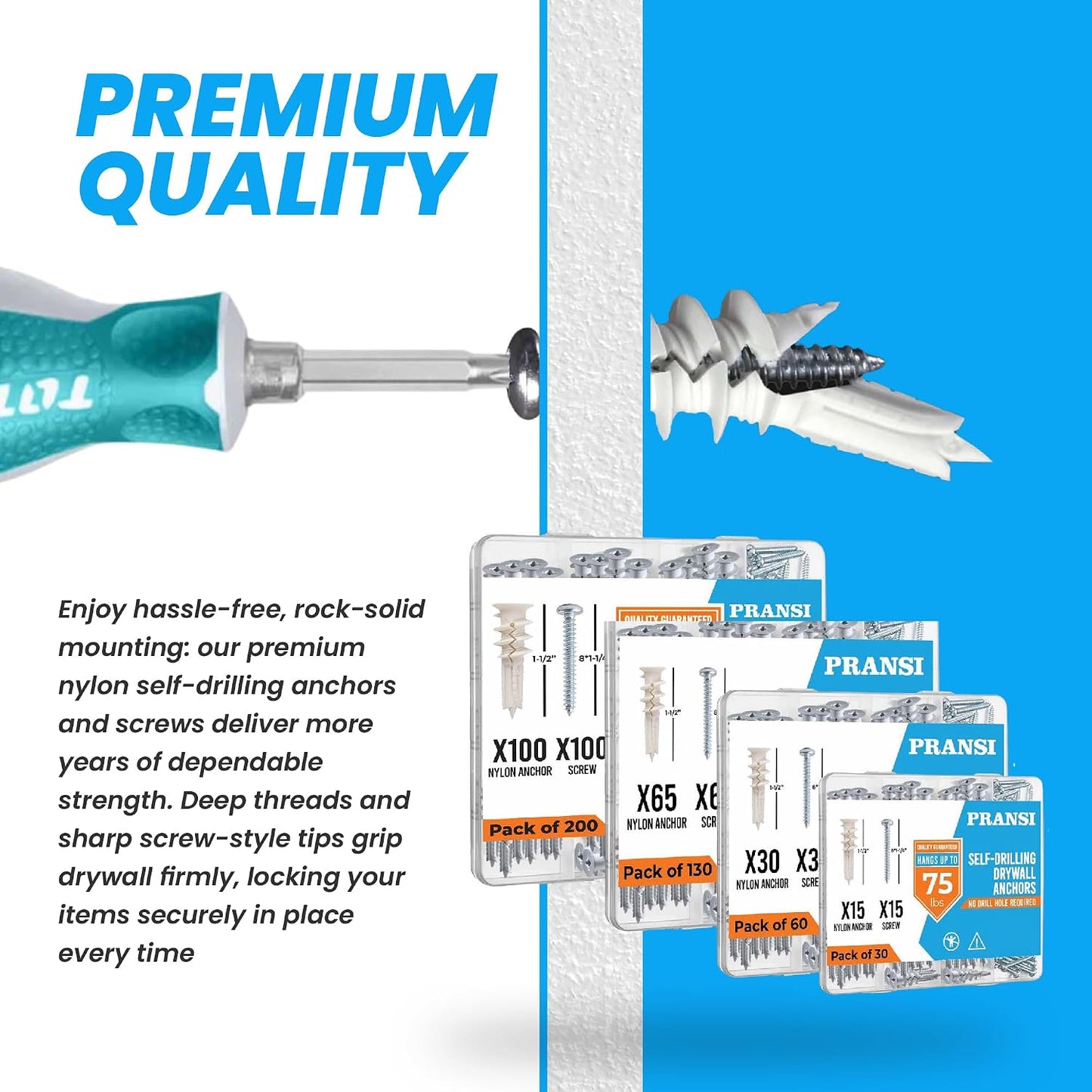 Kit anclajes para yeso 30 pzas #8 x 1-1/4"