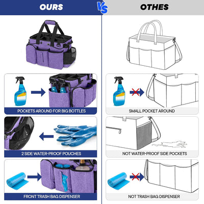 Organizador limpieza grande divisor desmontable asa morado