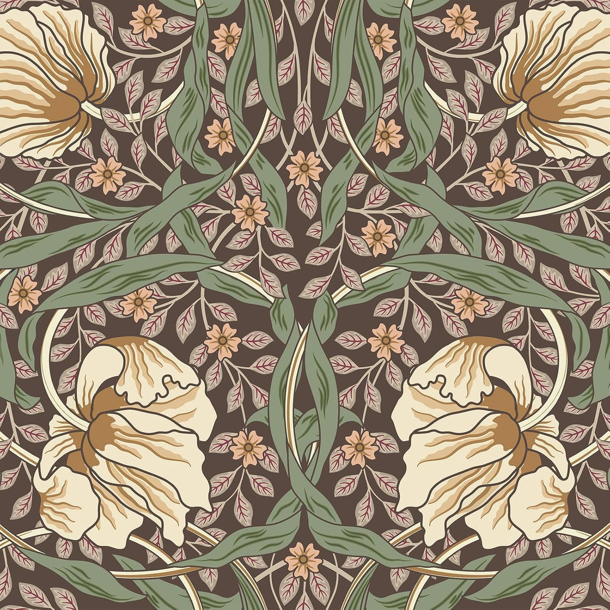 Papel tapiz floral vintage 17.7x354pulg William Morris