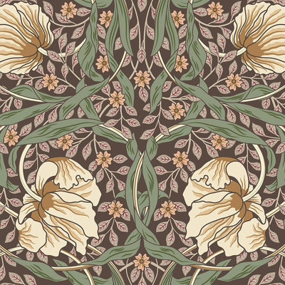 Papel tapiz floral vintage 17.7x354pulg William Morris
