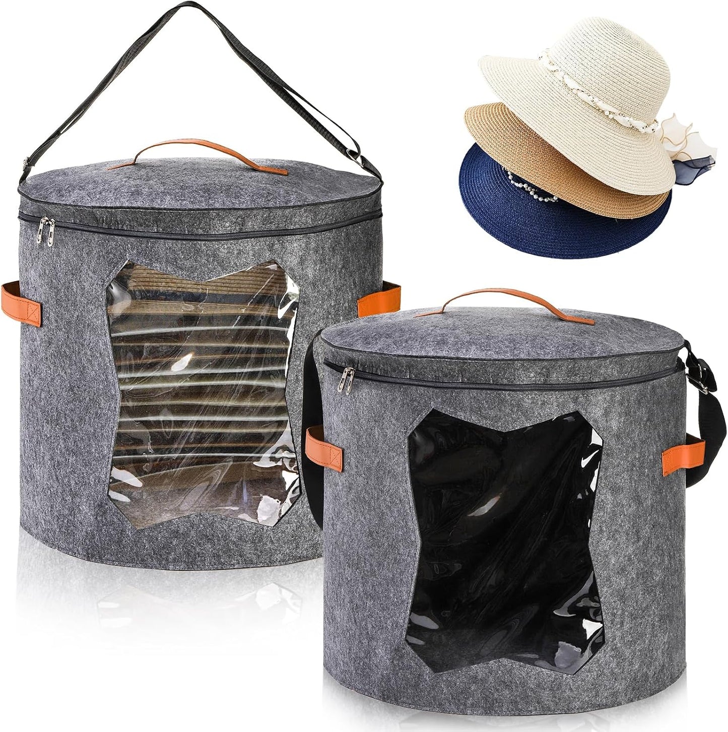 2 Pzas Contenedor Sombreros Mujer Redondo Plegable