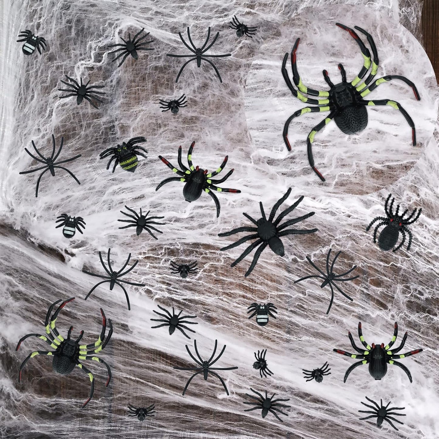Telas araña 1000ft2 Halloween con 77 arañas falsas