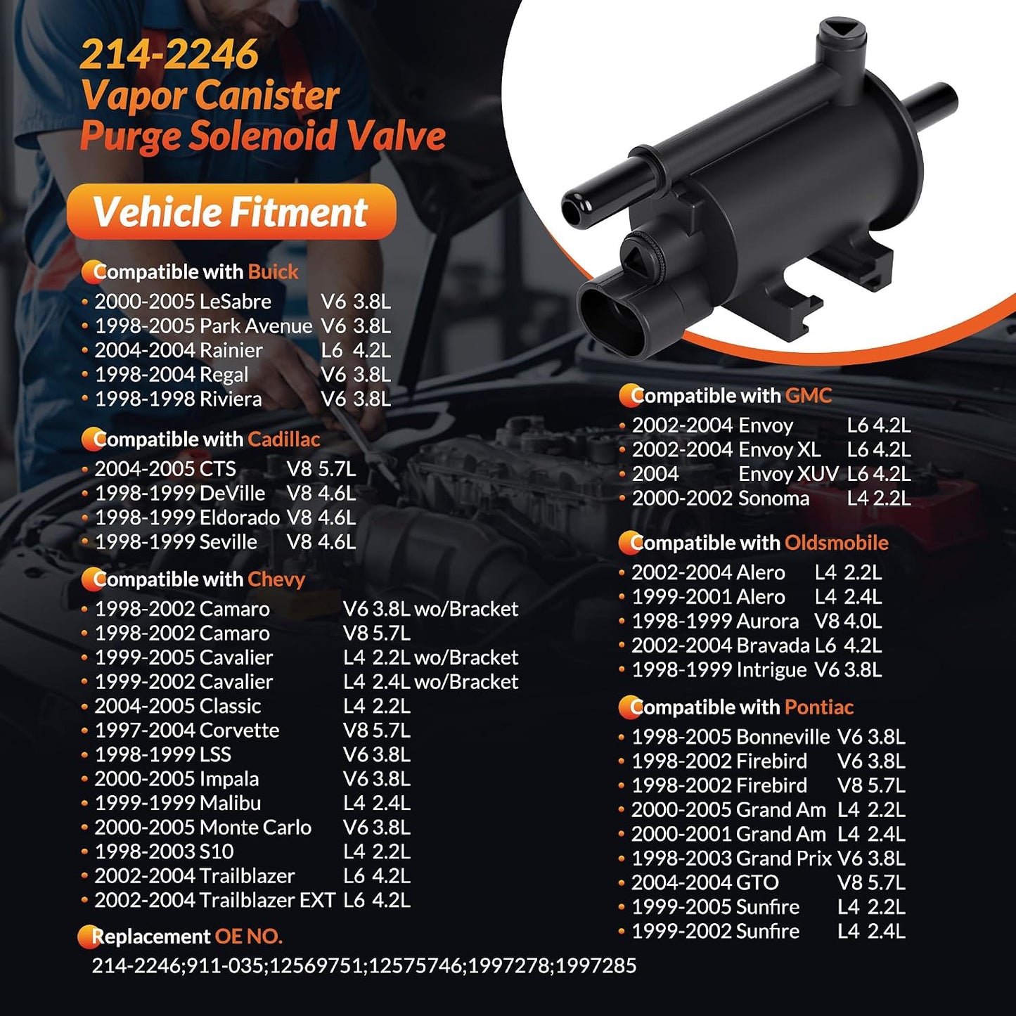 Válvula solenoide purga vapor comp Chevy Cavalier 99-05