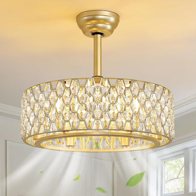 Ventilador techo cristal dorado 20pulg control remoto 7 aspas