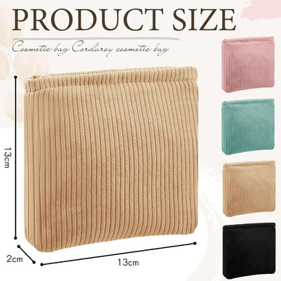 4 Pzas Bolsa Maquillaje Floral Corduroy Cierre Mini Portátil