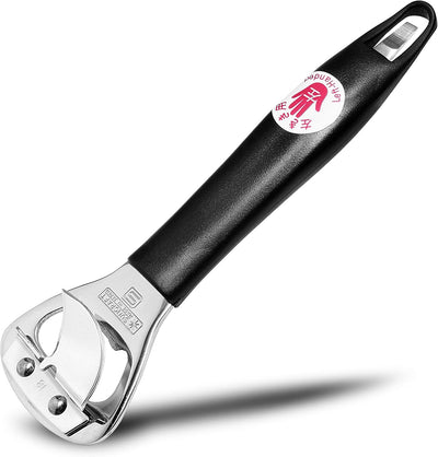 Abrelatas manual acero inox mango negro para zurdos