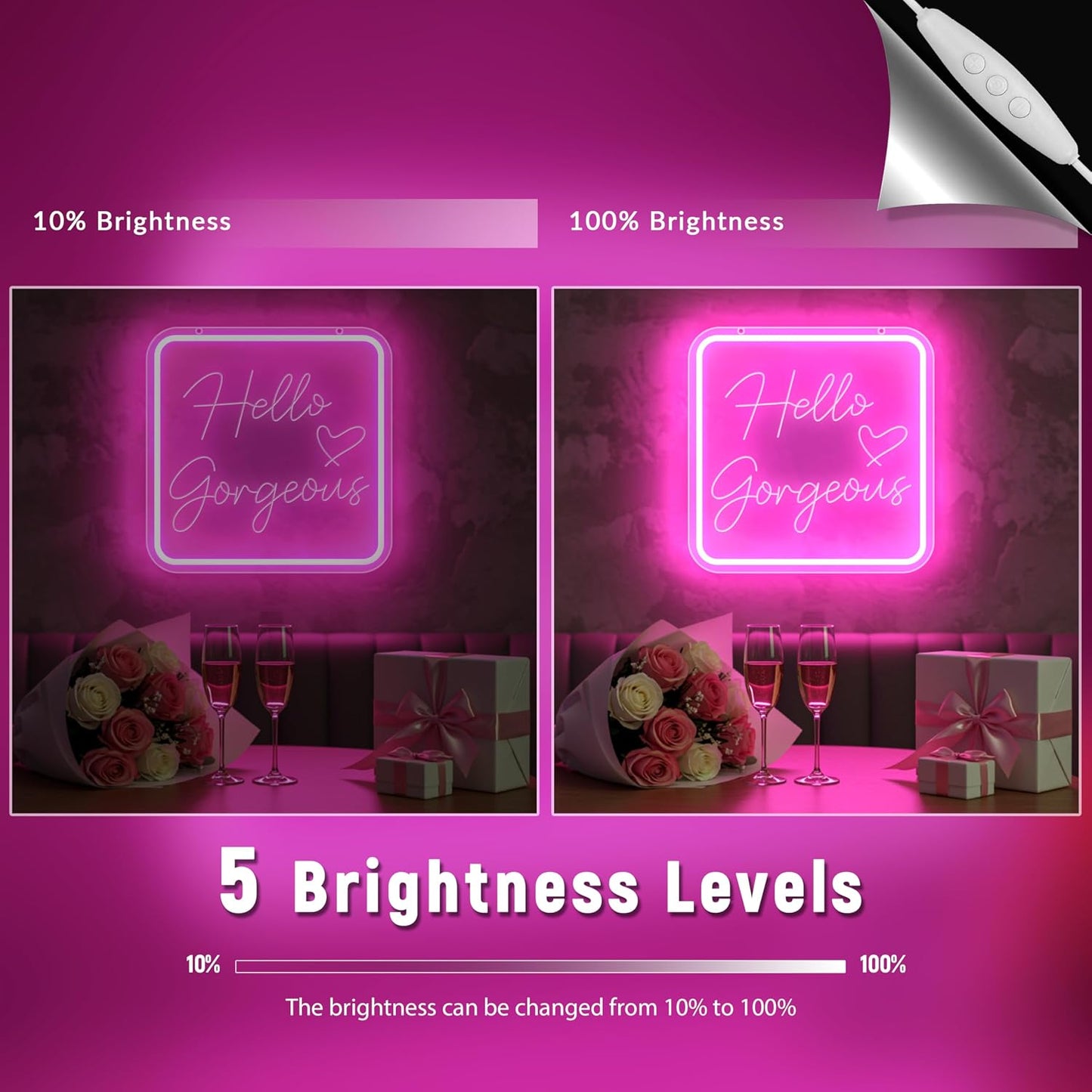 Letrero neón led rosa para decoración habitación niñas