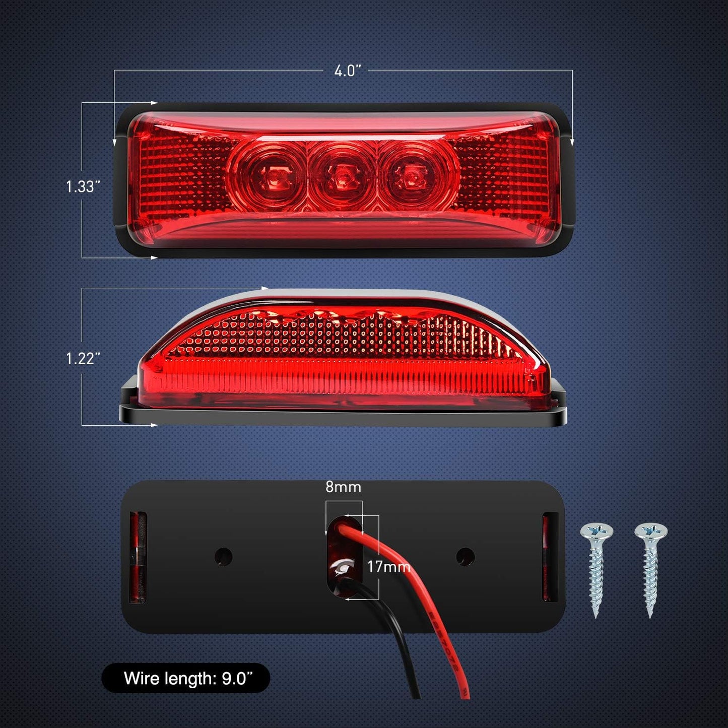 10 Pzas Luces Remolque 3.9pulg Laterales Traseras