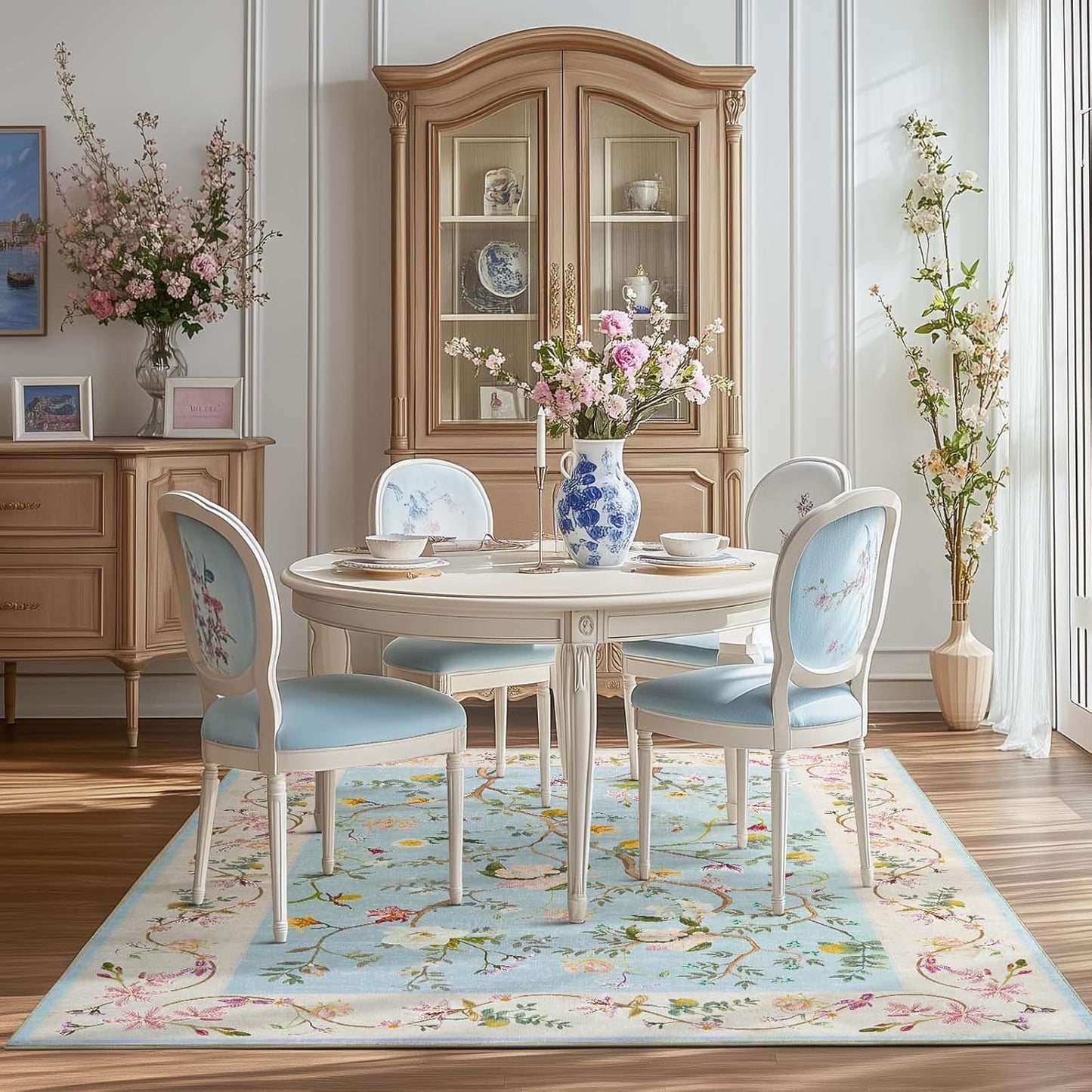 Alfombra suave floral 4x6ft antiderrap resistente manchas
