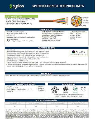 Cable termostato CL3R/FT4/CMR cobre sólido resistente UV