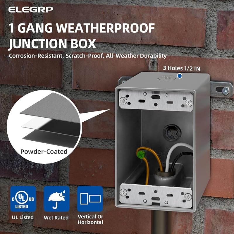 Enchufe GFCI exterior con cubierta y caja metálica 20A
