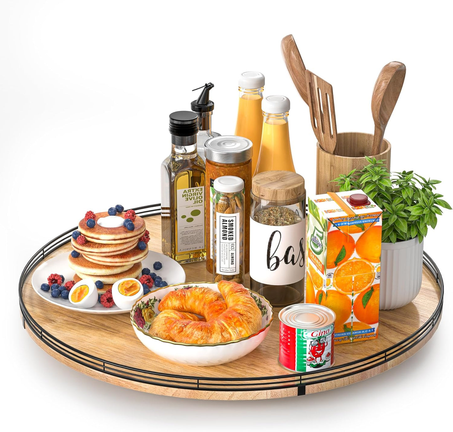 Tabla giratoria roble 21pulg estilo rústico para cocina