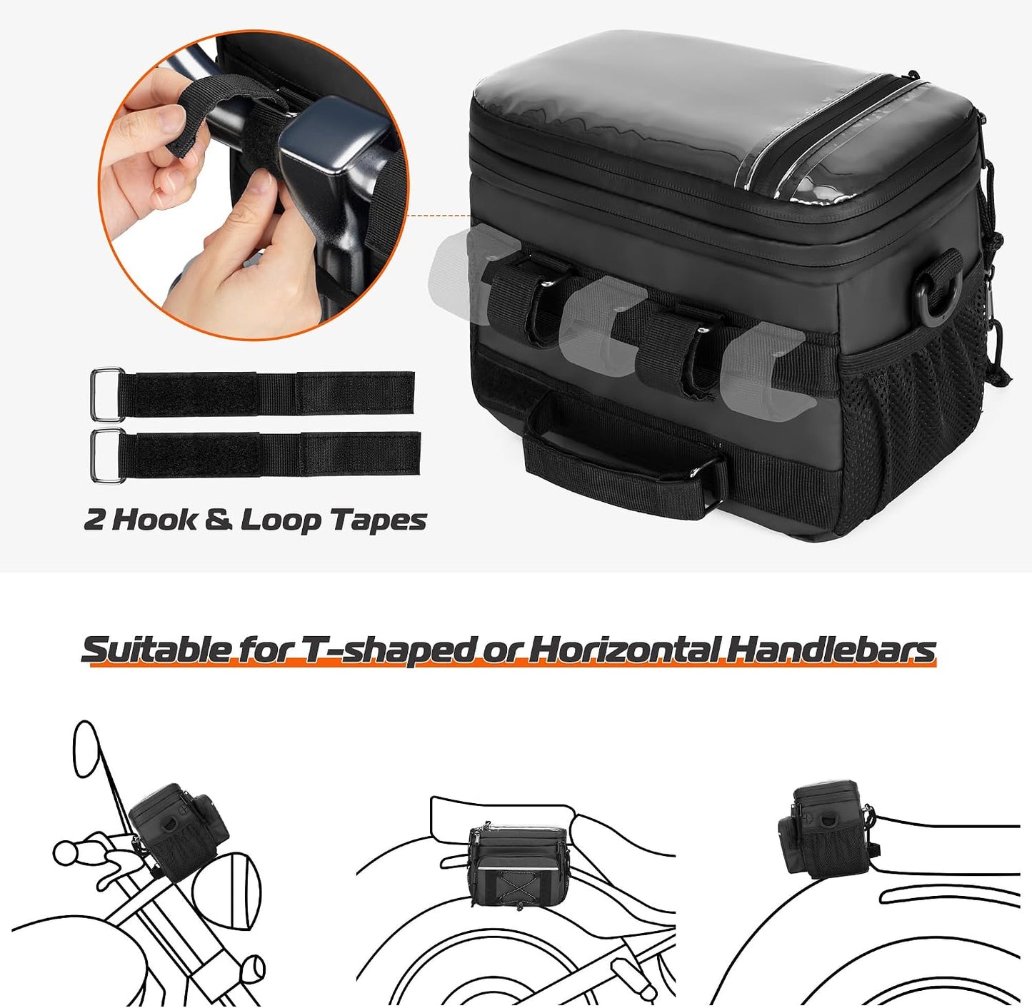 Bolsa manillar impermeable para moto y bicicleta