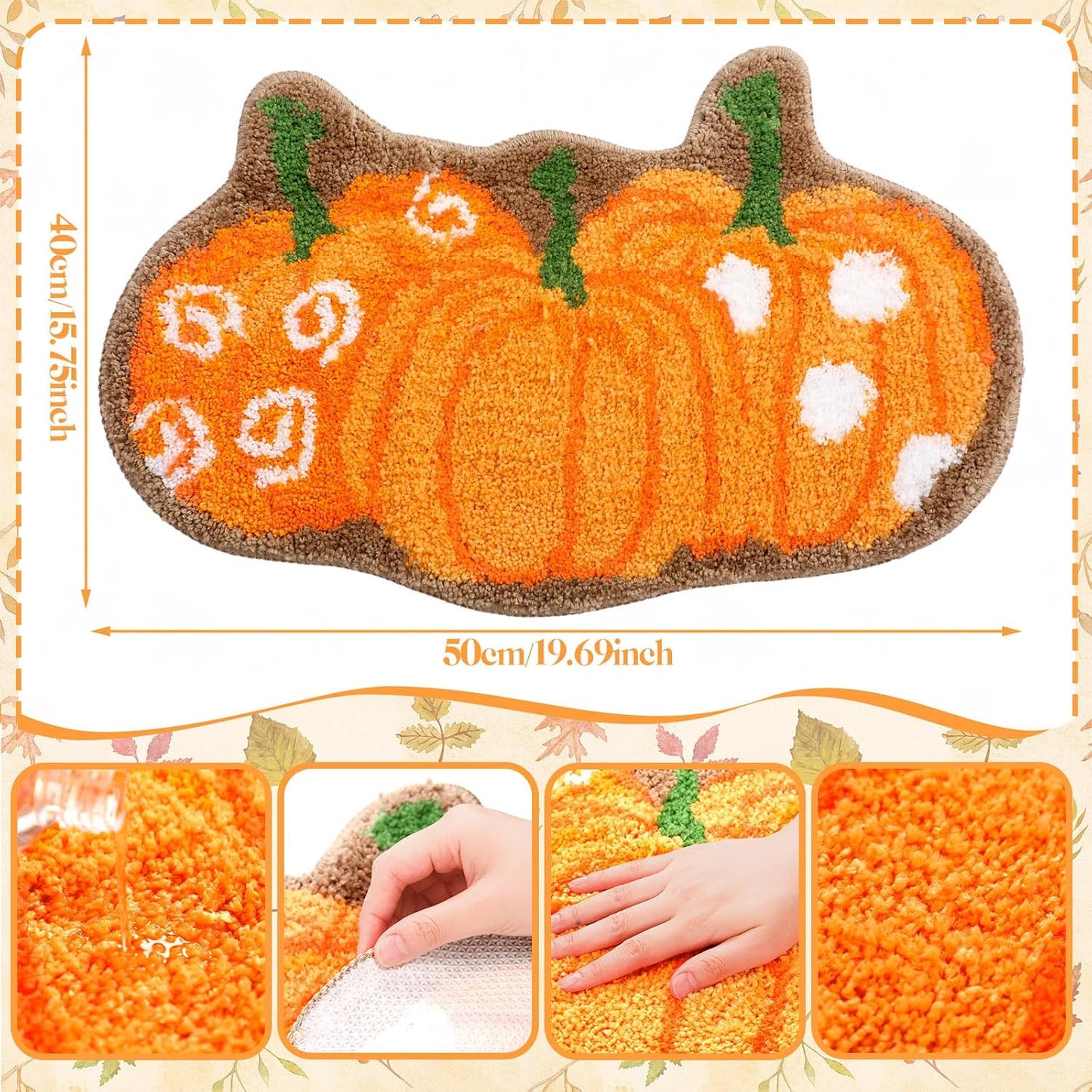Alfombra baño calabaza 20pulg antideslizante niños