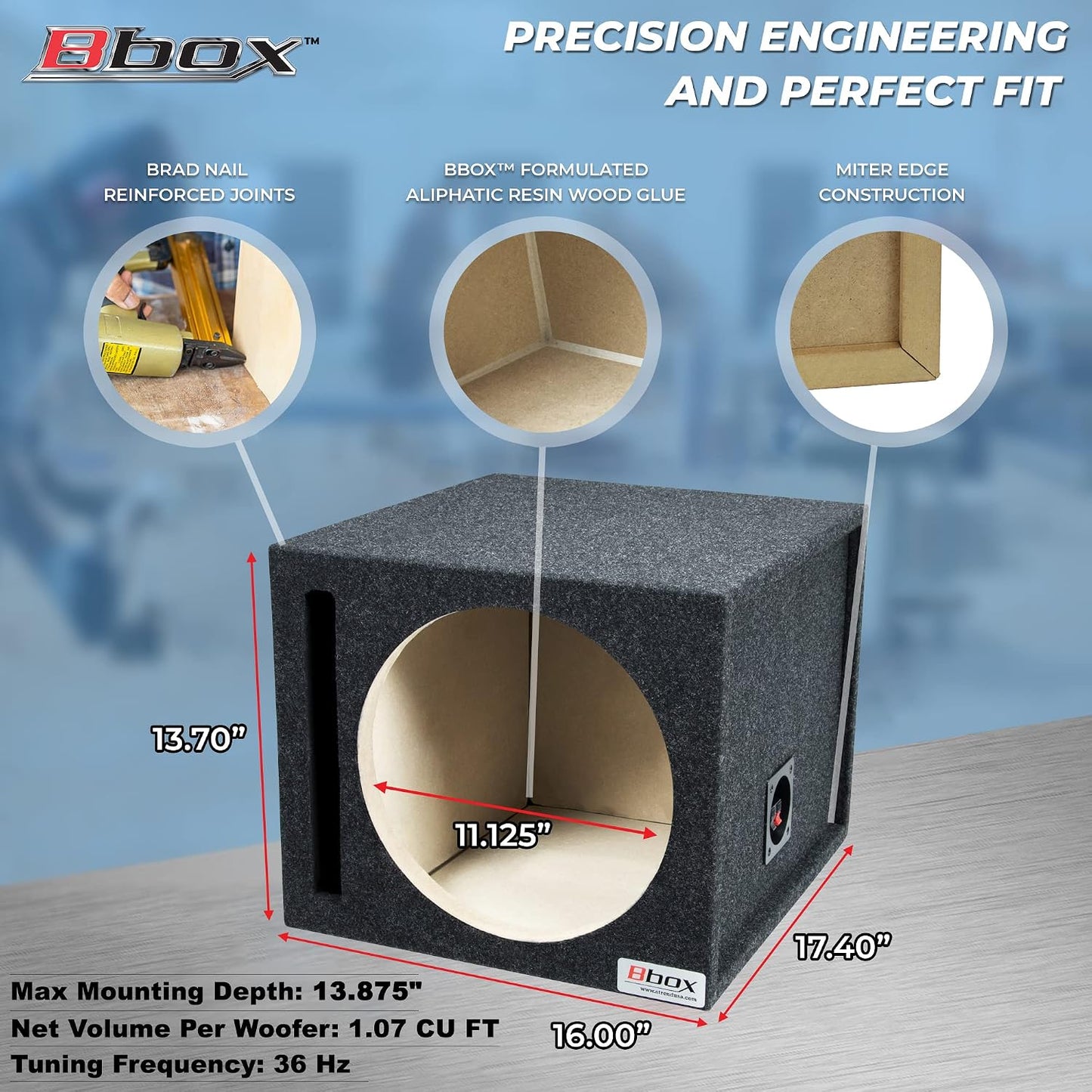 Caja subwoofer 12pulg ventilación simple para automóvil