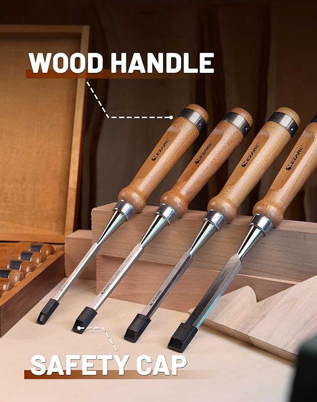 Set 6 Pzas Cincel Madera Carpintería Estuche Madera