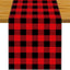 Mesa camino cuadros búfalo rojo y negro 13x72pulg navidad