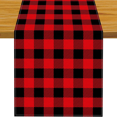 Mesa camino cuadros búfalo rojo y negro 13x72pulg navidad