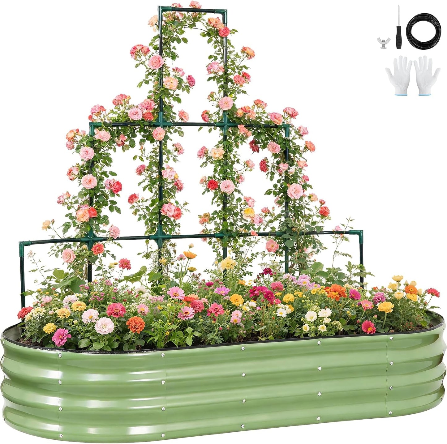 Cama jardín elevada galvanizada 6x3x1pie metal para plantas