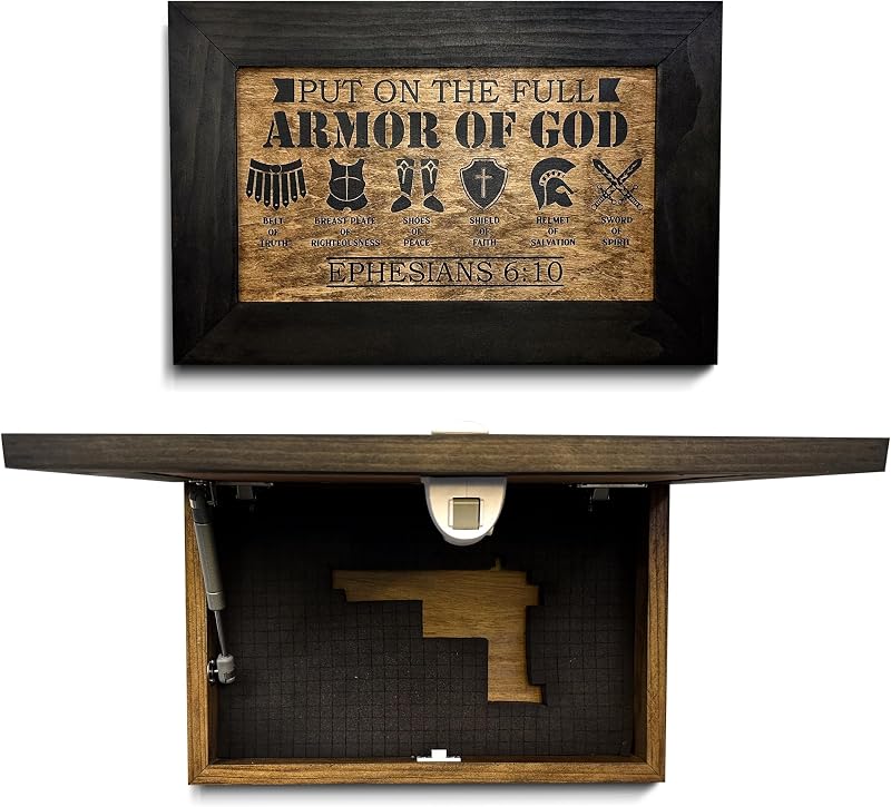 Caja fuerte religiosa para armas de pared hecha a mano