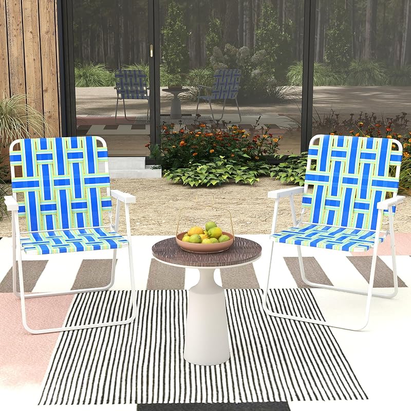 Silla plegable para patio y playa con reposabrazos set 2