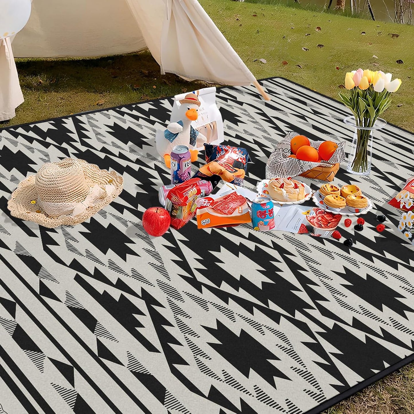 Manta picnic boho impermeable 60x80pulg 3 capas