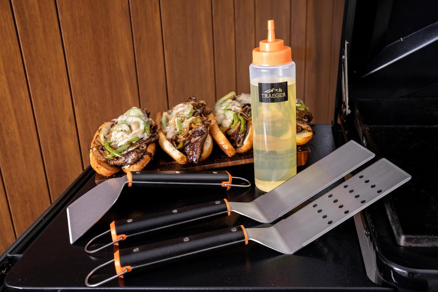 Kit basic parrilla plana con espátulas y raspador