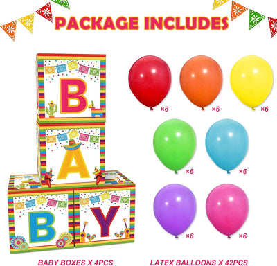 Decoración fiesta mexicana caja globos baby shower