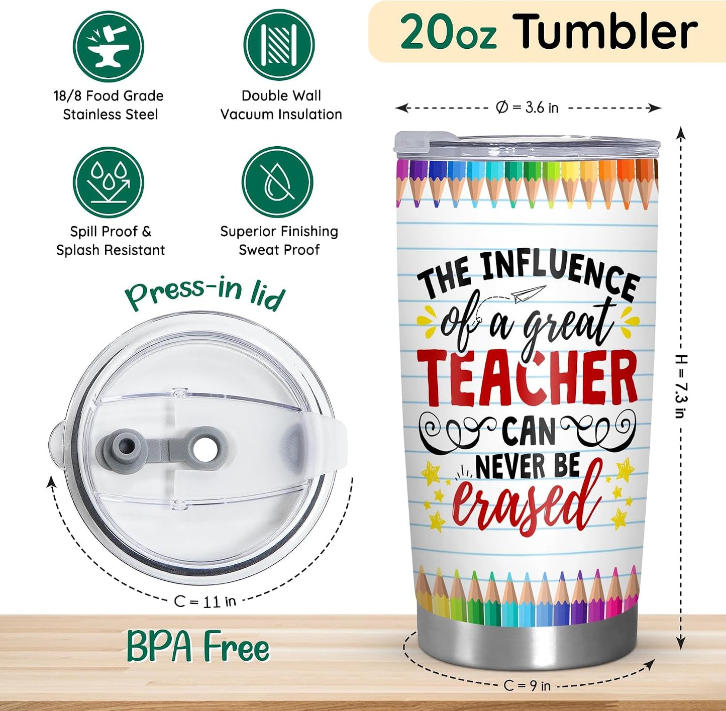 Vaso térmico acero inox 20oz regalo profesores