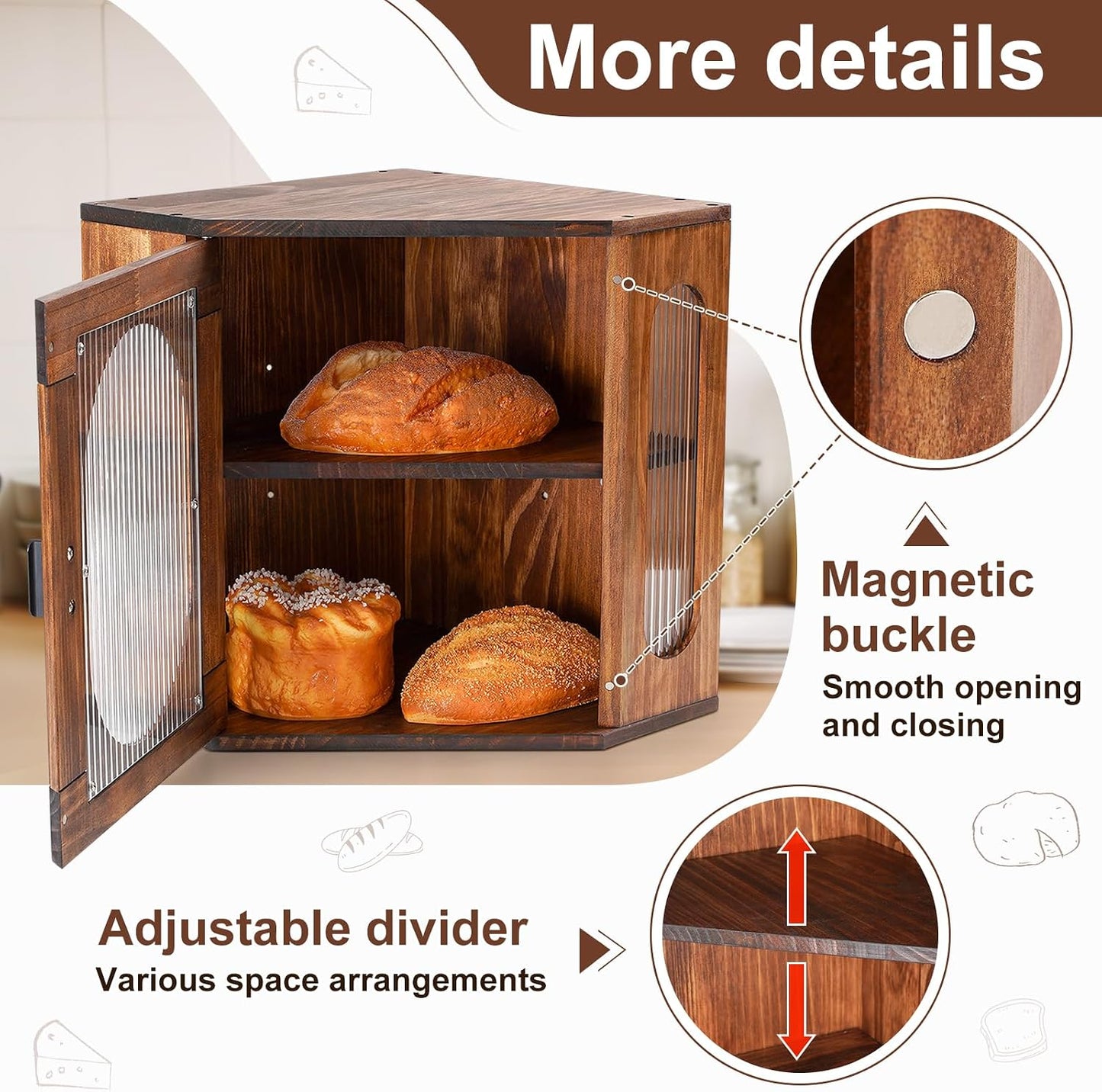 Panera de madera 2 capas para encimera y despensa