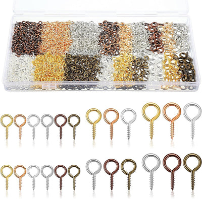 600 Ganchos Ojo Metal 6 Colores Mini para Joyas y Manualidades
