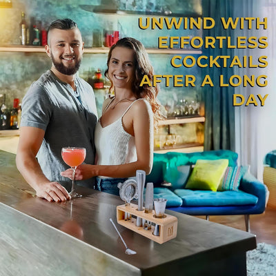 Juego 6 Pzas Herramientas Barman Jigger Colador Muddler