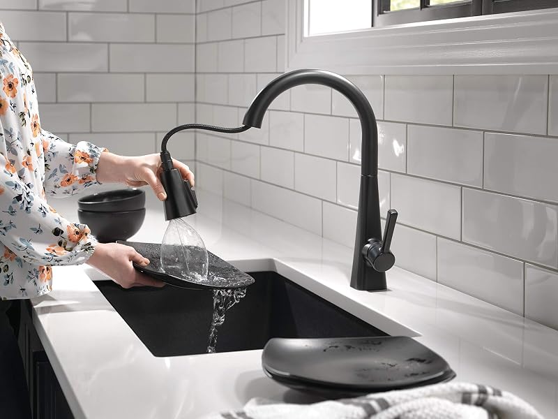 Grifo cocina negro mate rociador extraíble 19802Z-BL-DST
