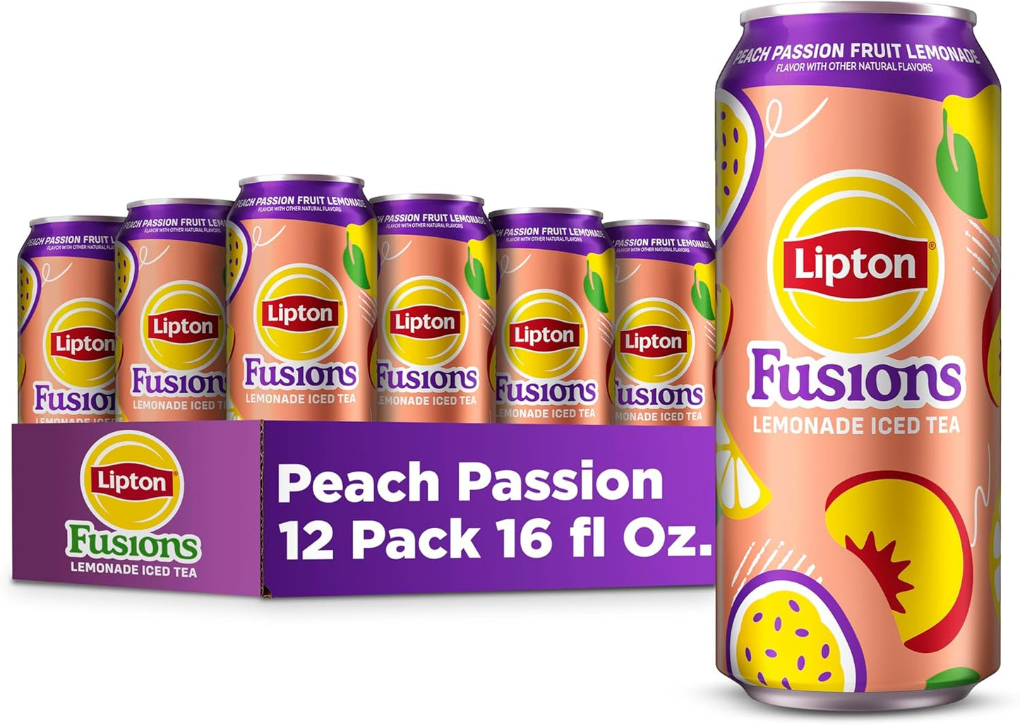 Té helado pasión y melocotón Lipton Fusions 16oz pack 12