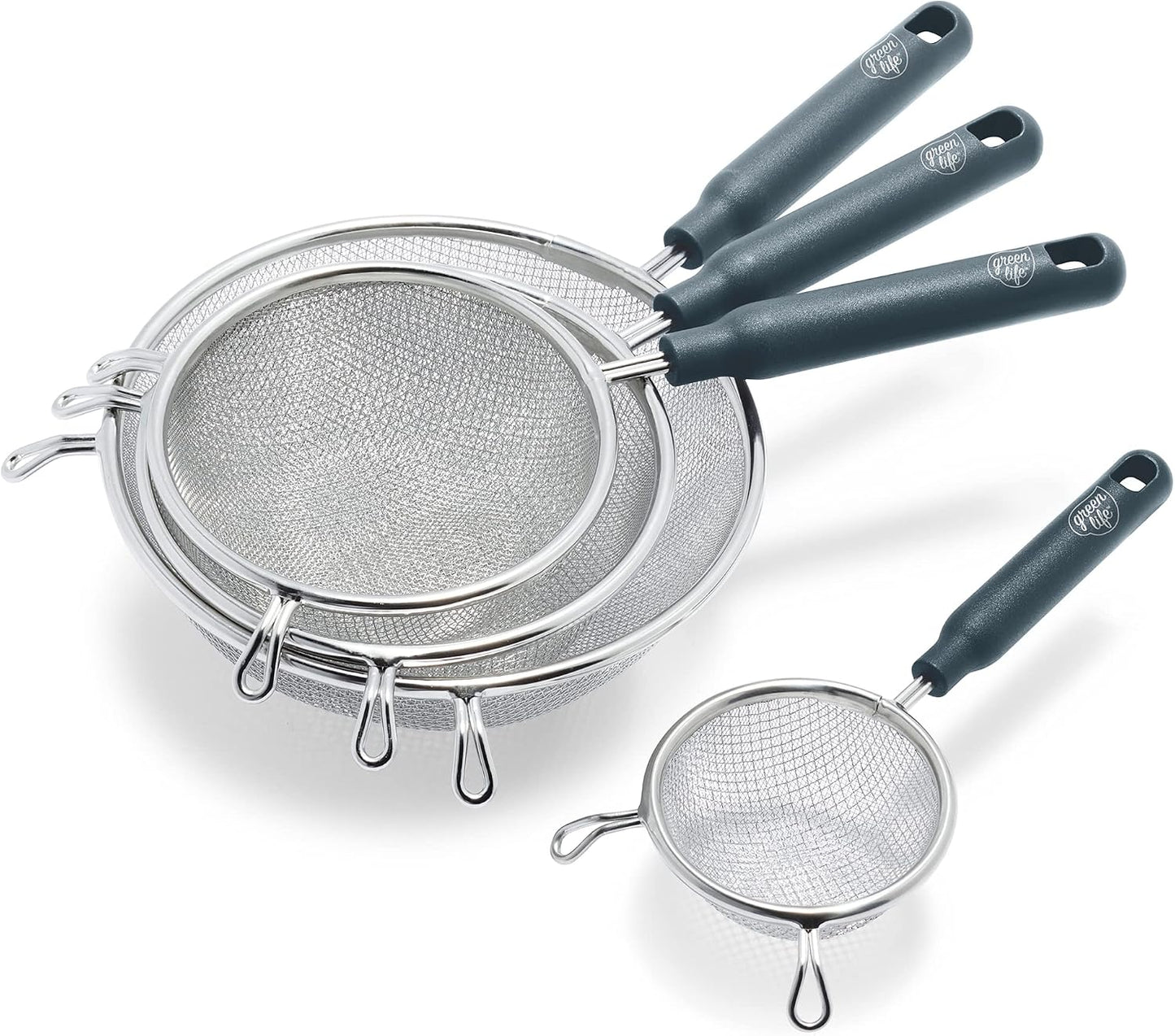 4 Pzas Colador Acero Inox Malla Extrafina