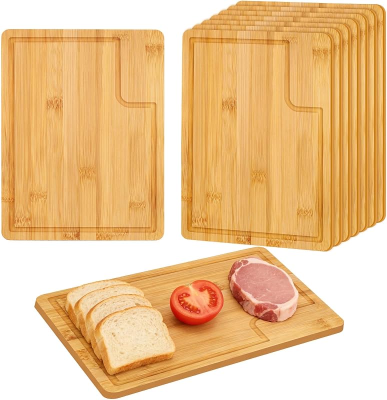12 Tablas Cortar Bambú Rectangulares para Cocina y Fiesta
