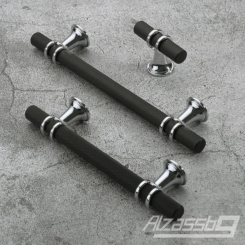 15 Manijas gabinete negro mate 3-3/4"
