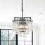 Candelabro cristal moderno 13.4pulg 4 luces negras para